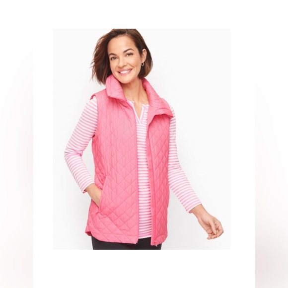 T by TALBOTS QUILTED MICRO VEST HOT PINK - Picture 1 of 9